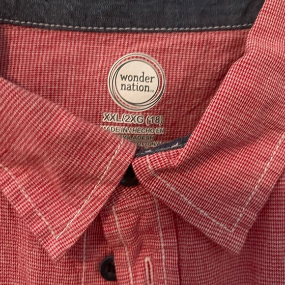 Wonder Nation button down short sleeve shirt. Size XXL boys size 18 - Picture 2 of 4